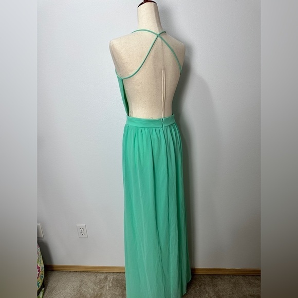 LULUS Women’s Sz Large Rooftop Garden Backless Gown Maxi Dress Sea Foam Green - Picture 4 of 7